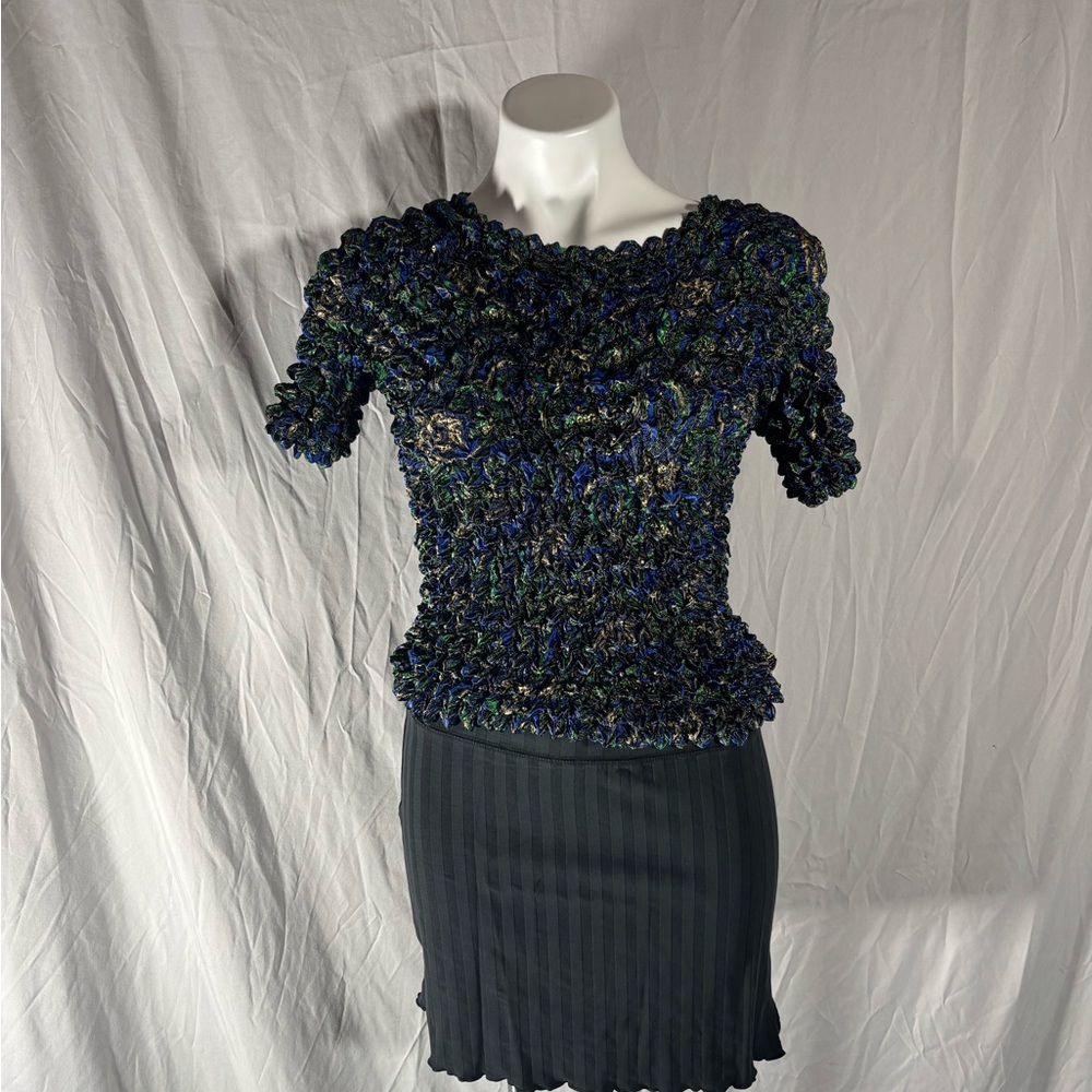 Y2K Scrunch Blue and Green Top